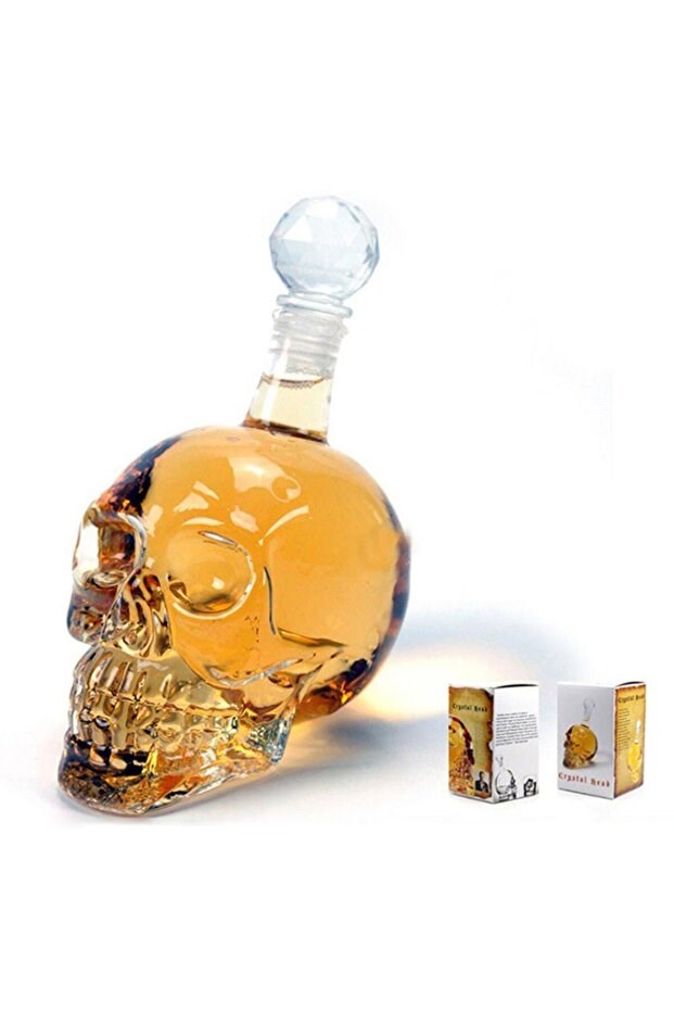 Crystal Head Kuru Kafa Cam Şişe Hediyelik Sürahi (350 ML)
