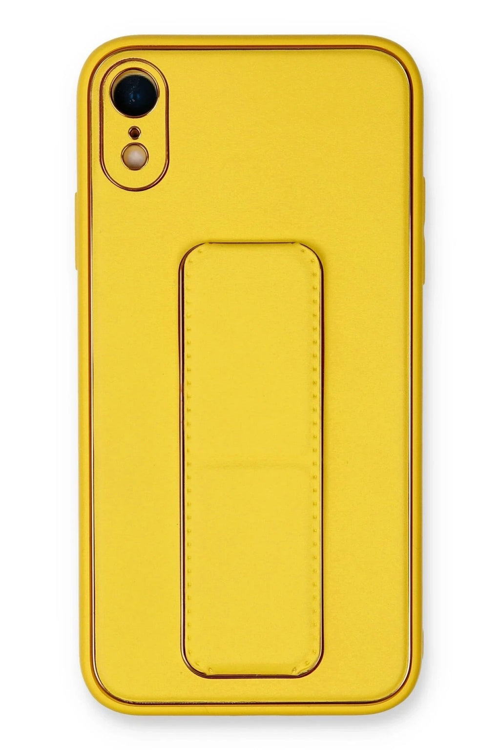Mey İthalat® iPhone XR Kılıf Coco Deri Standlı Kapak - Sarı