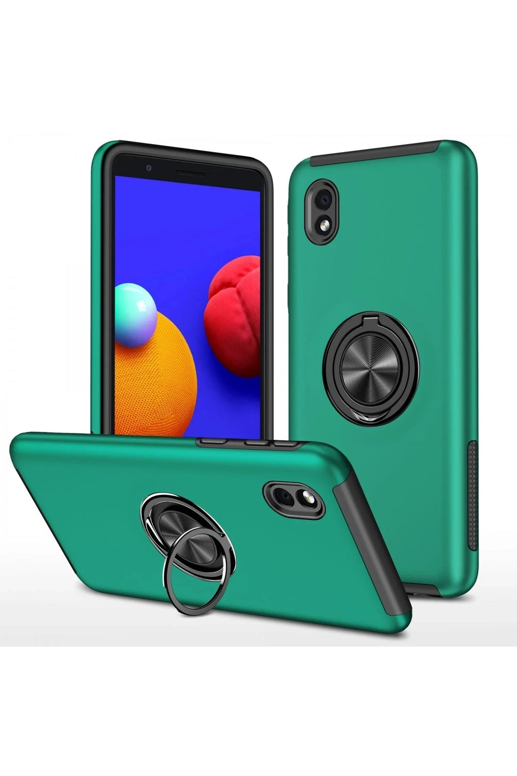 Mey İthalat® Samsung Galaxy A01 Core Kılıf Elit Yüzüklü Kapak - Yeşil