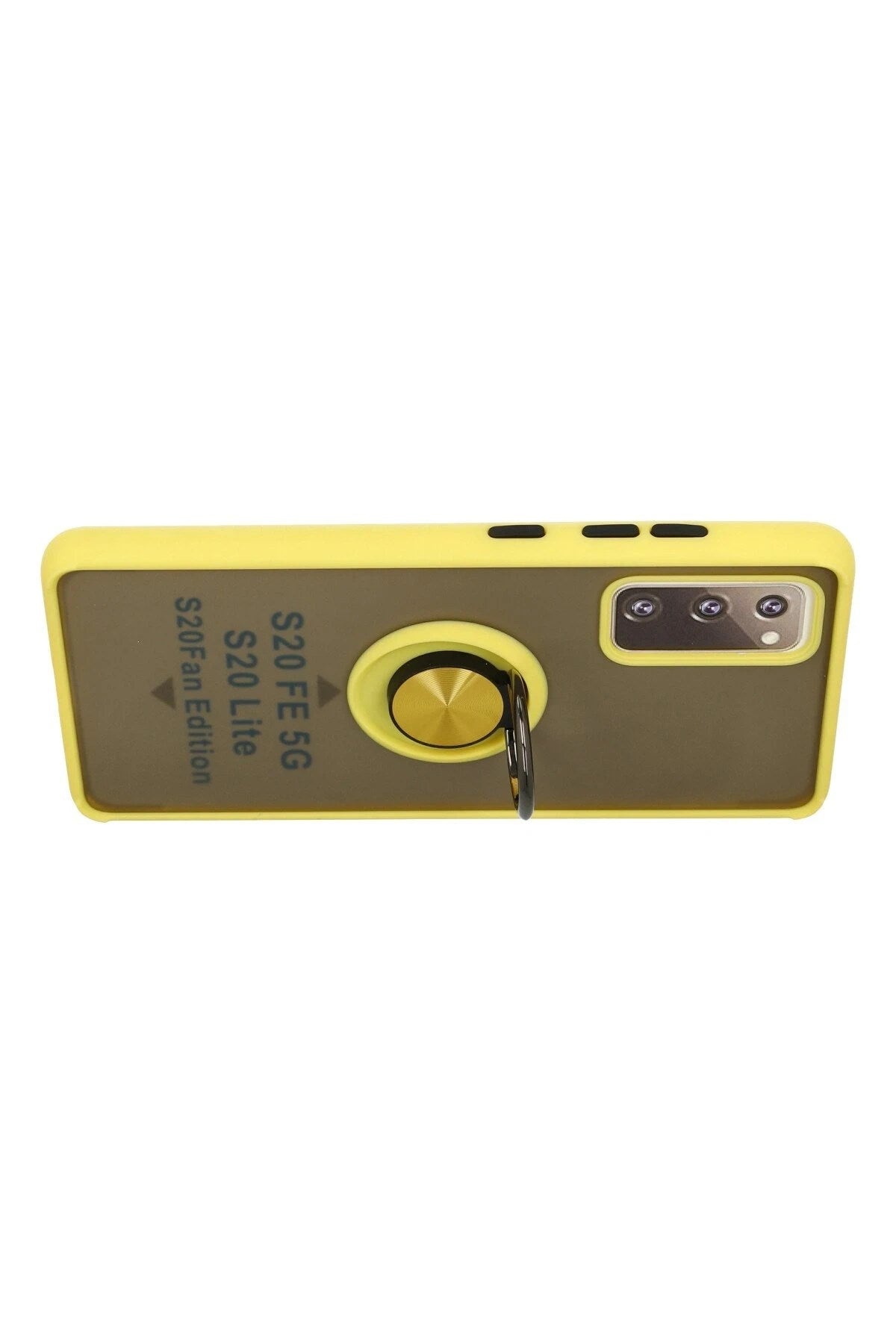 Mey İthalat® Samsung Galaxy S20 FE Kılıf Montreal Yüzüklü Silikon Kapak - Sarı