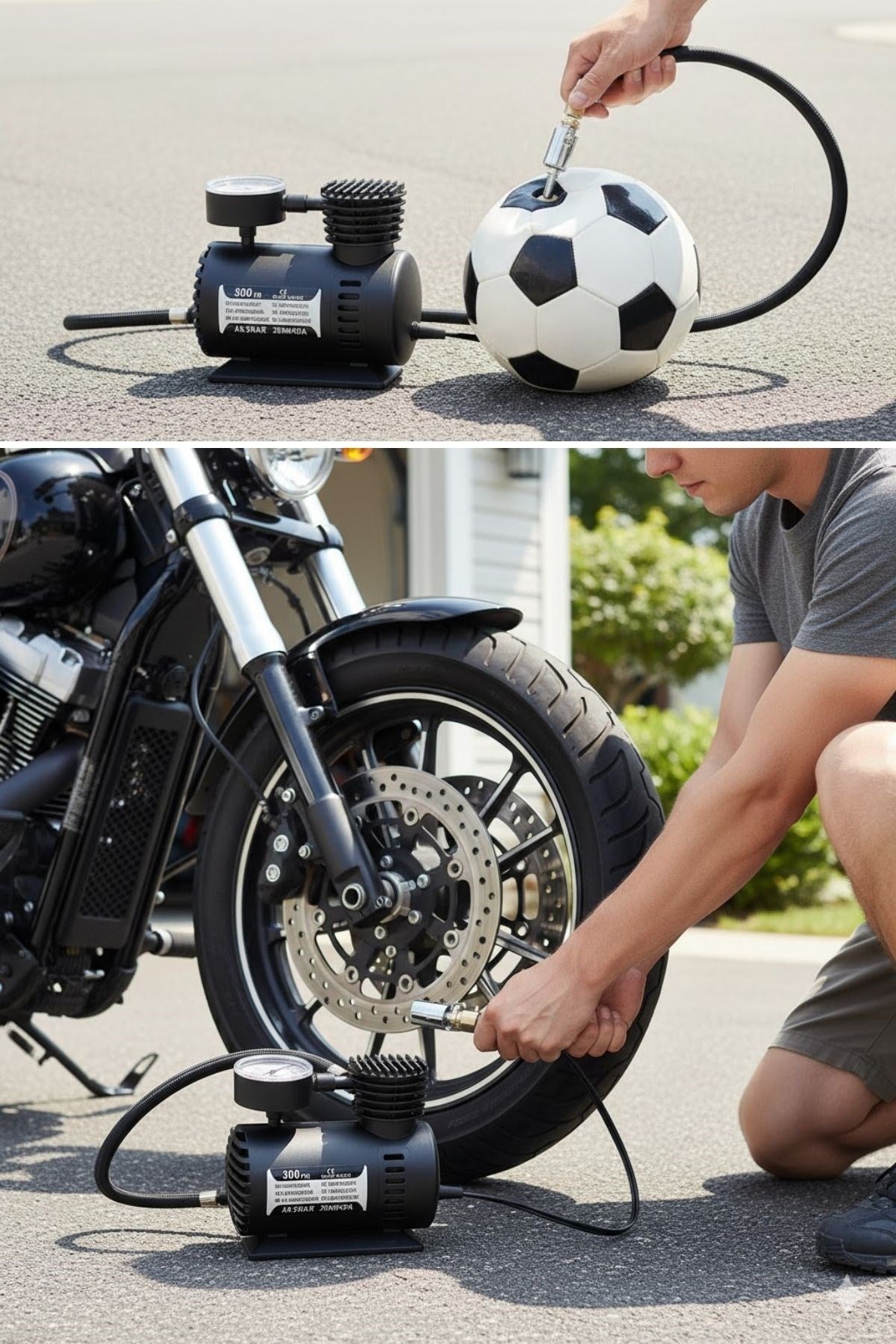 300 PSI Güçlü Taşınabilir Hava Kompresörü–Araba, Motosiklet, Bisiklet ve Top Şişirme İçin Çakmaklıklı Lastik Şişirme Pompası
