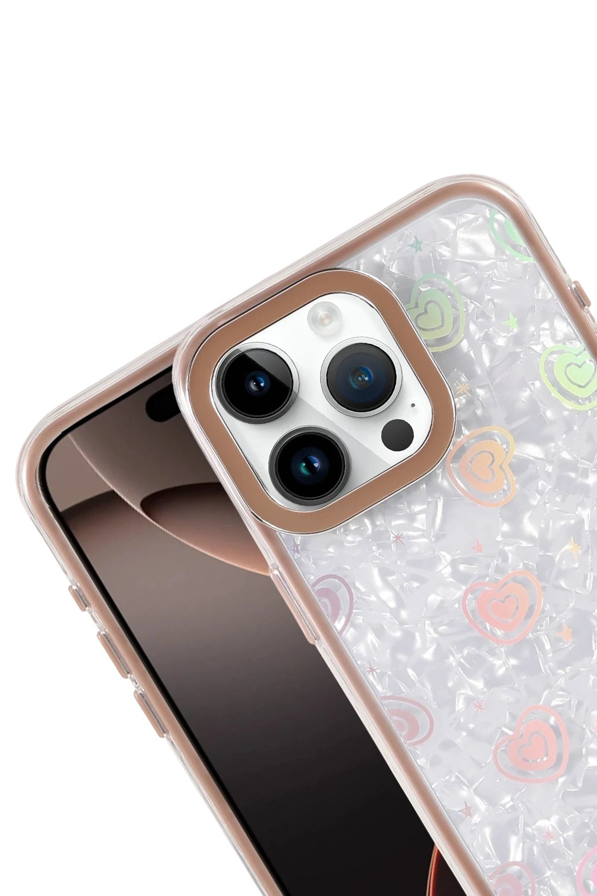 Mey İthalat® iPhone 15 Pro Lumi Desenli Kapak - Çöl Titanyum