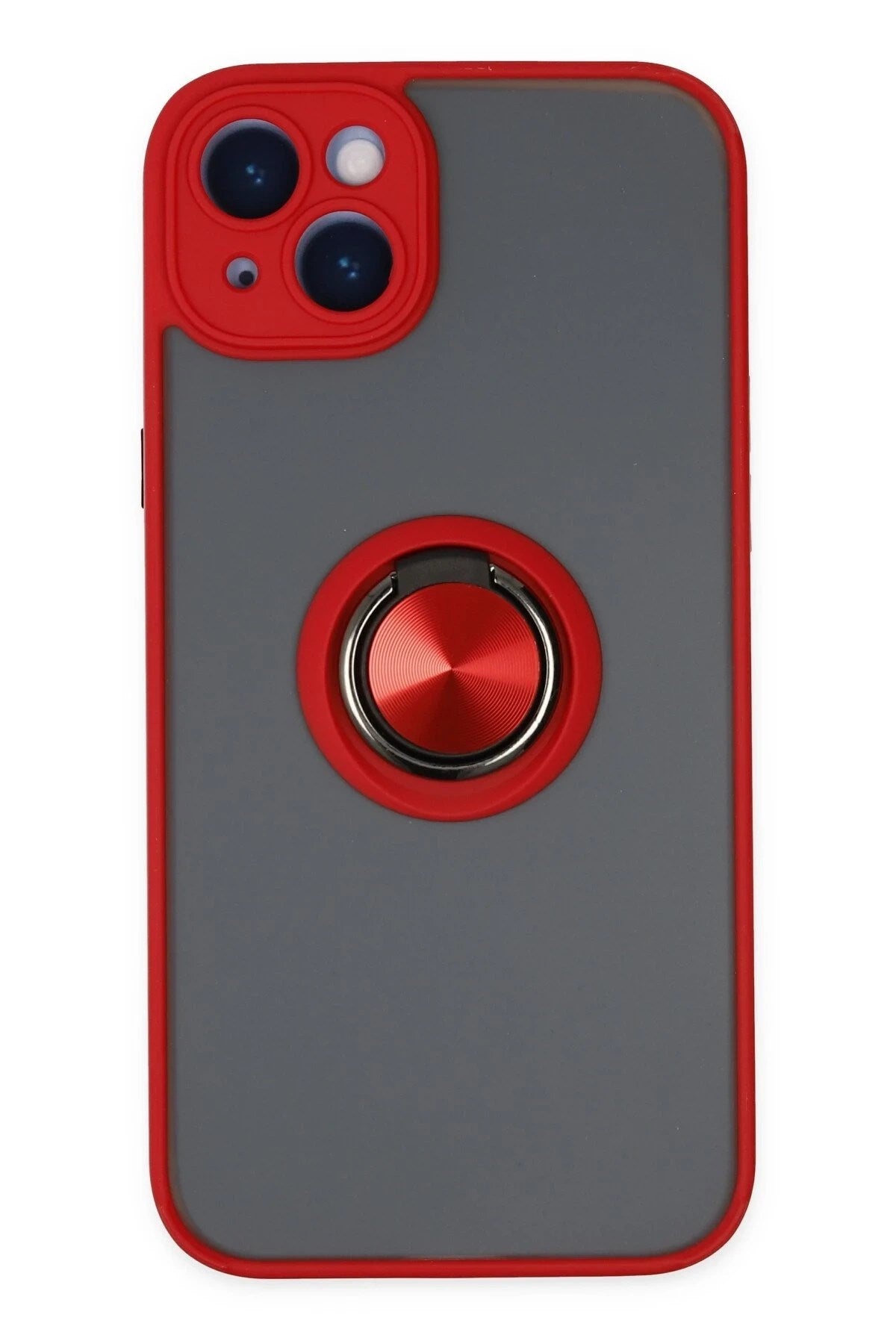 Mey İthalat® iPhone 14 Kılıf Montreal Yüzüklü Silikon Kapak - Kırmızı