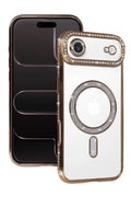 Mey İthalat® iPhone 17 Air Joke Simli Magneticsafe Kılıf - Gold