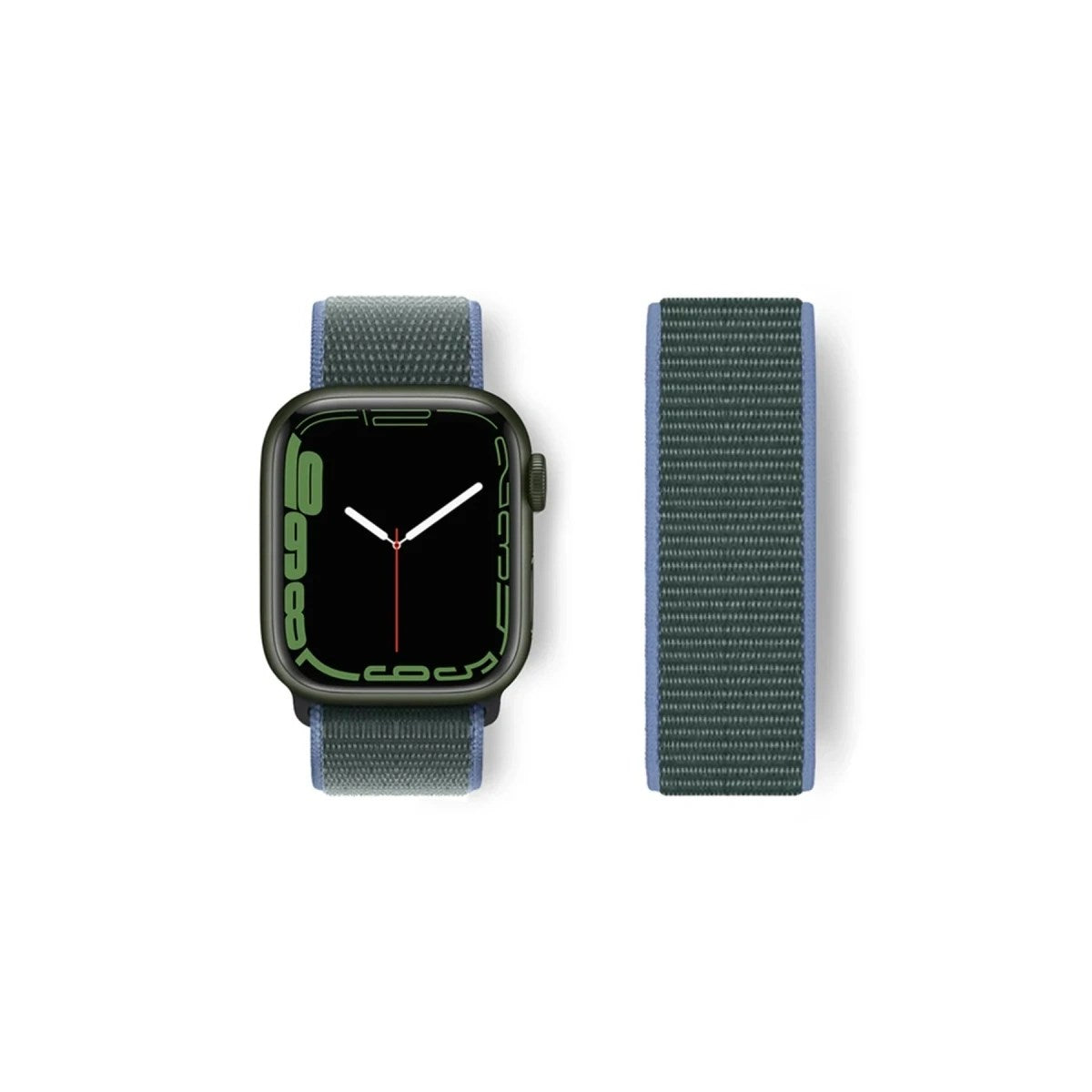Mey İthalat® Watch 38mm Hasırlı Cırtcırtlı Kordon - Mavi-Yeşil