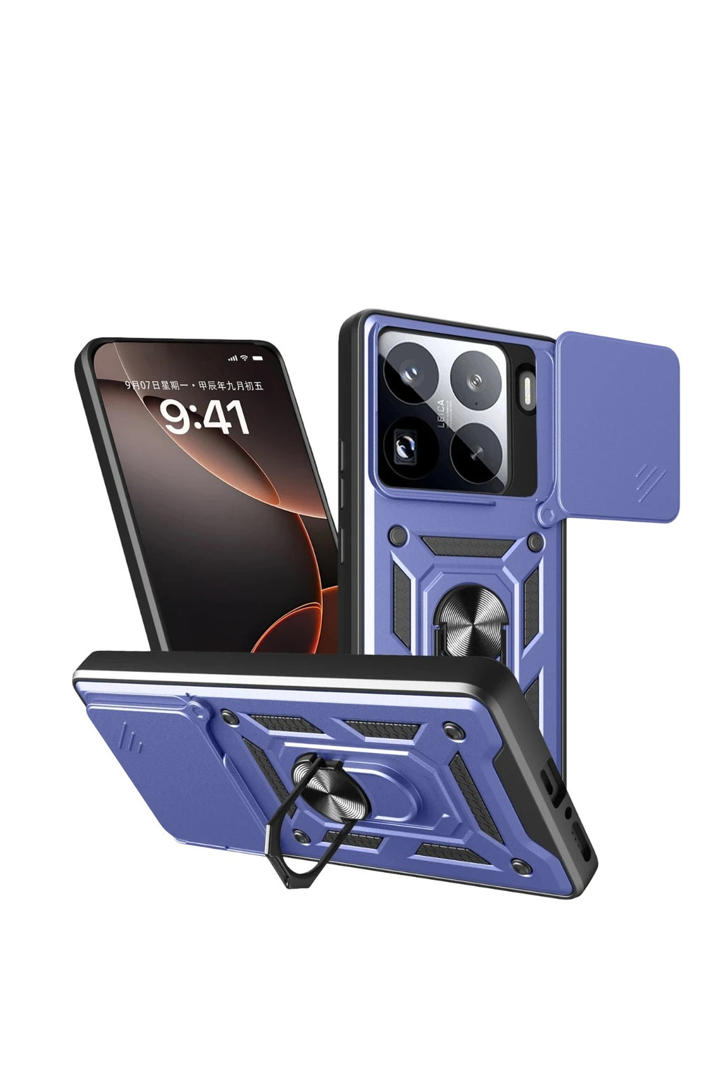 Mey İthalat® Mi 15 Pro Kılıf Pars Lens Yüzüklü Silikon - Lacivert