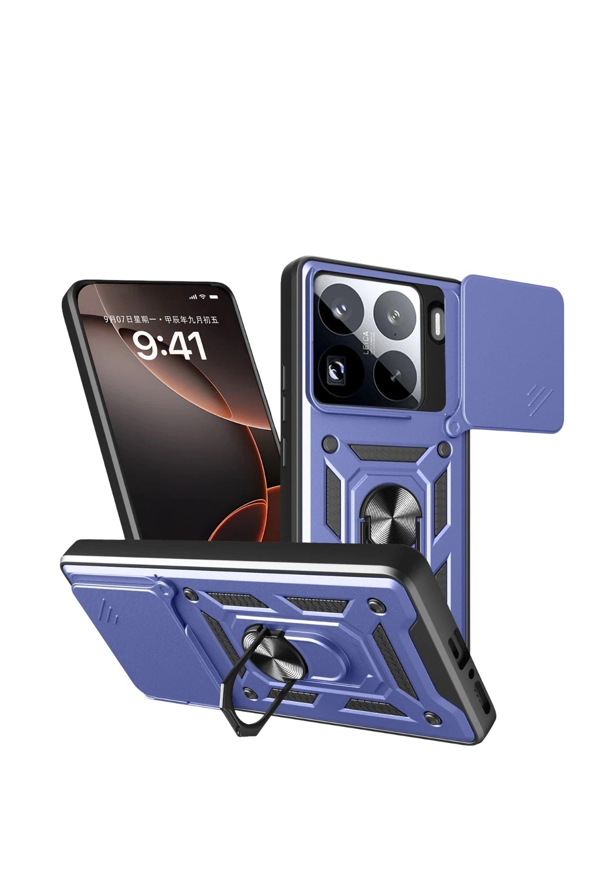 Mey İthalat® Mi 15 Pro Kılıf Pars Lens Yüzüklü Silikon - Lacivert