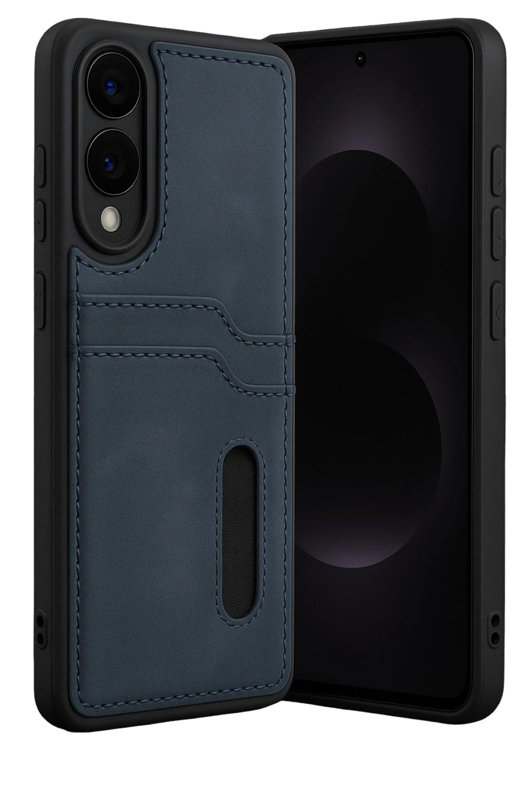 Mey İthalat® Samsung Galaxy S25 Edge Sara Kartvizitli Deri Kılıf - Lacivert