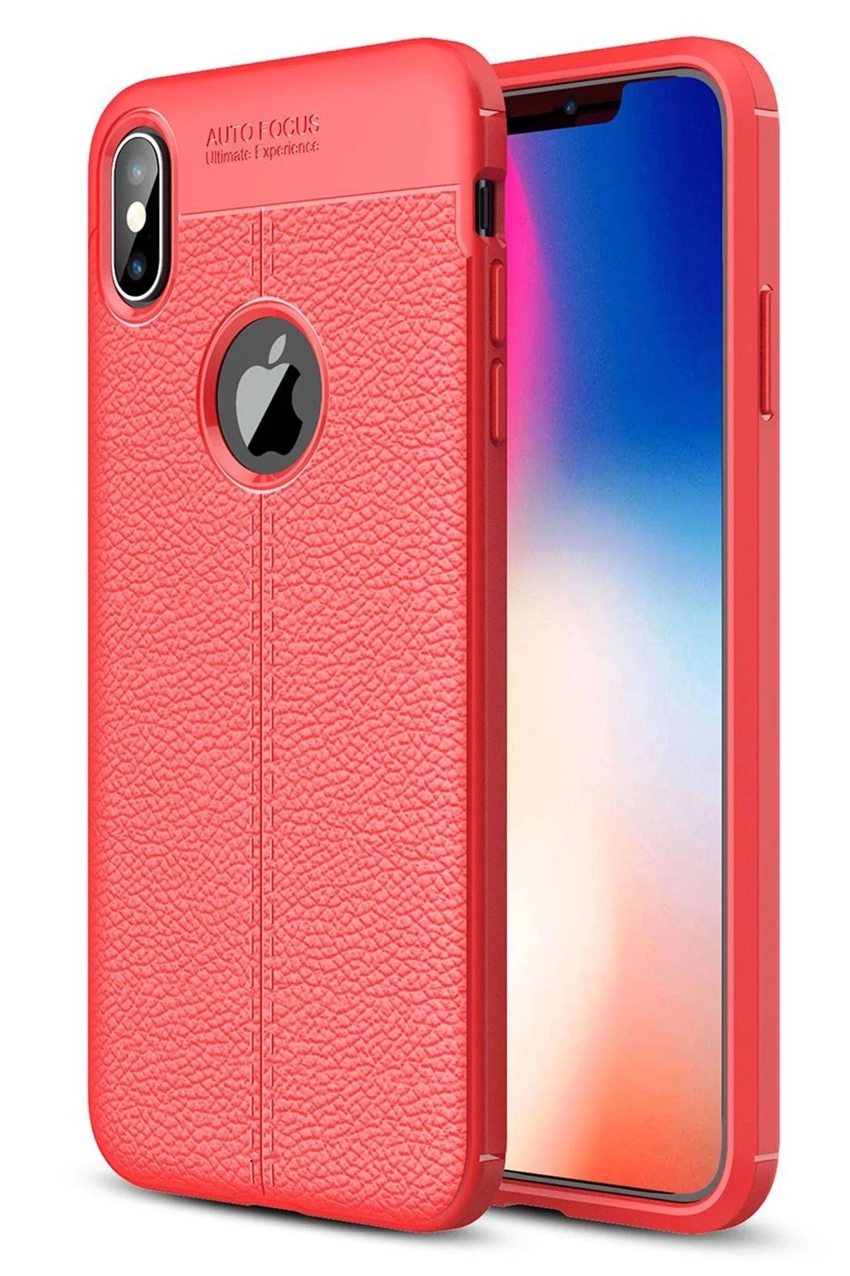 Mey İthalat® iPhone X Kılıf Auto Focus Kapak - Kırmızı
