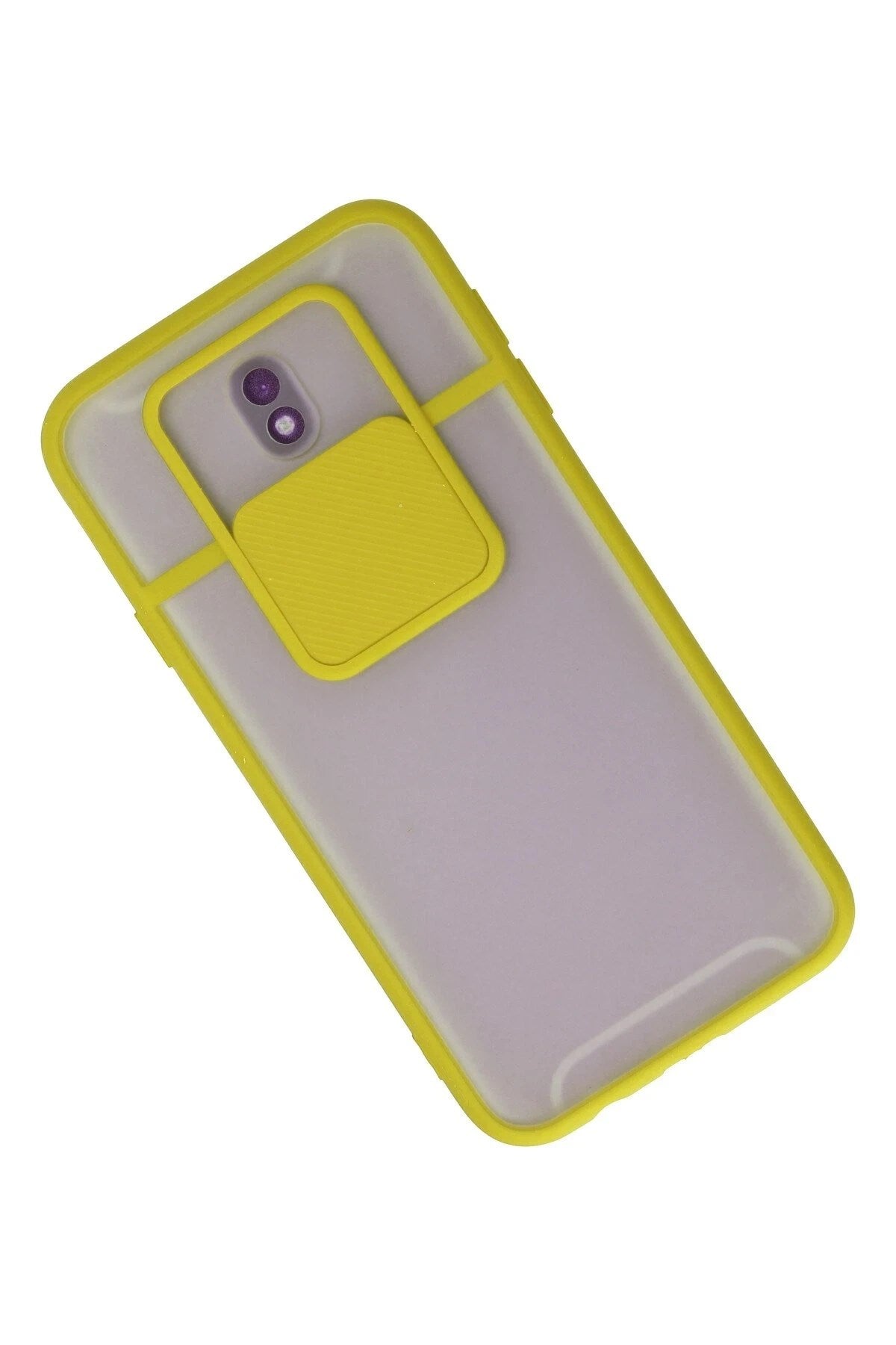 Mey İthalat® Samsung Galaxy J7 Pro / J730 Kılıf Palm Buzlu Kamera Sürgülü Silikon - Sarı
