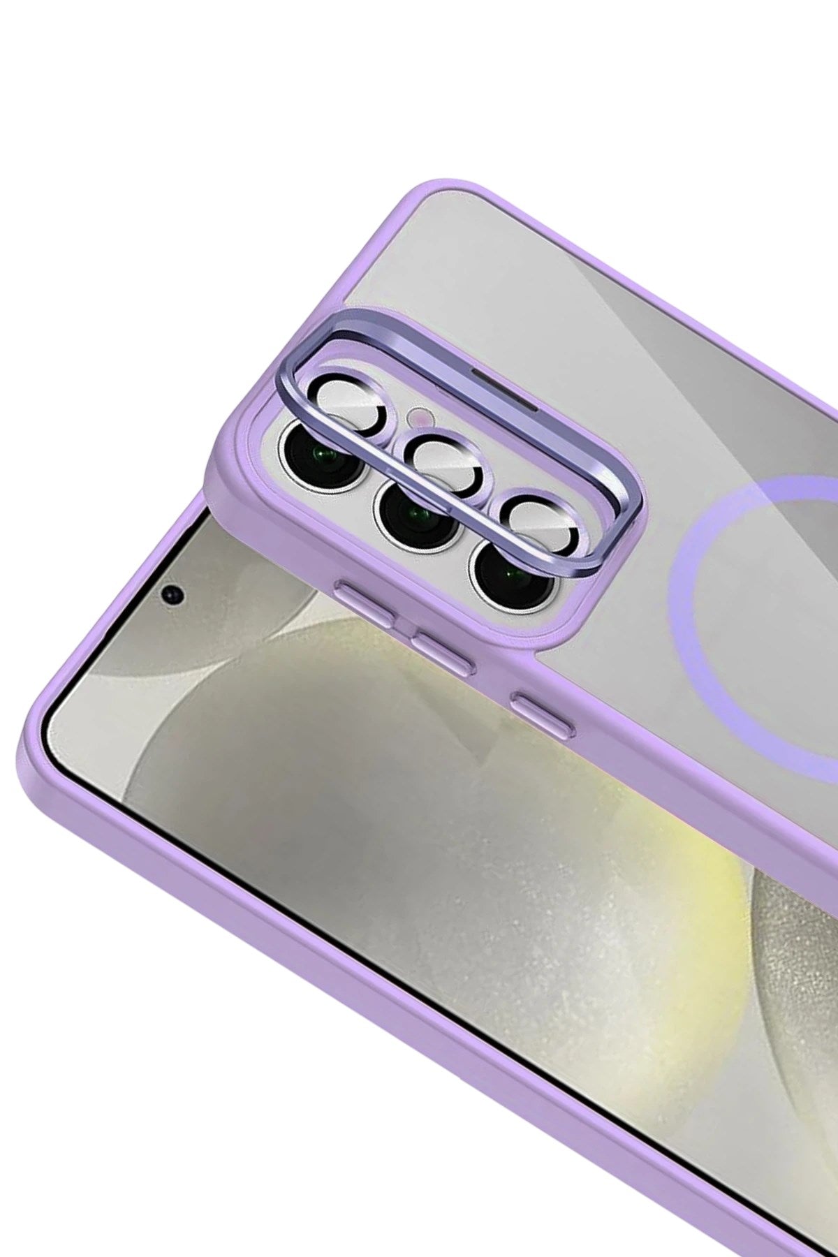 Mey İthalat® Samsung Galaxy S24 FE Remim Lensli Magsafe Standlı Kapak - Lila