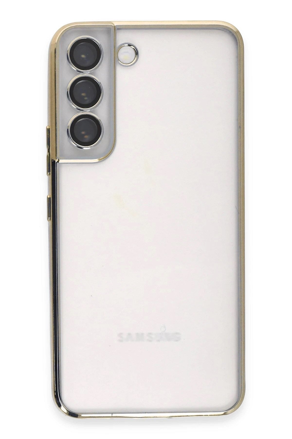 Mey İthalat® Samsung Galaxy S22 Kılıf Lensli Silikon - Gold