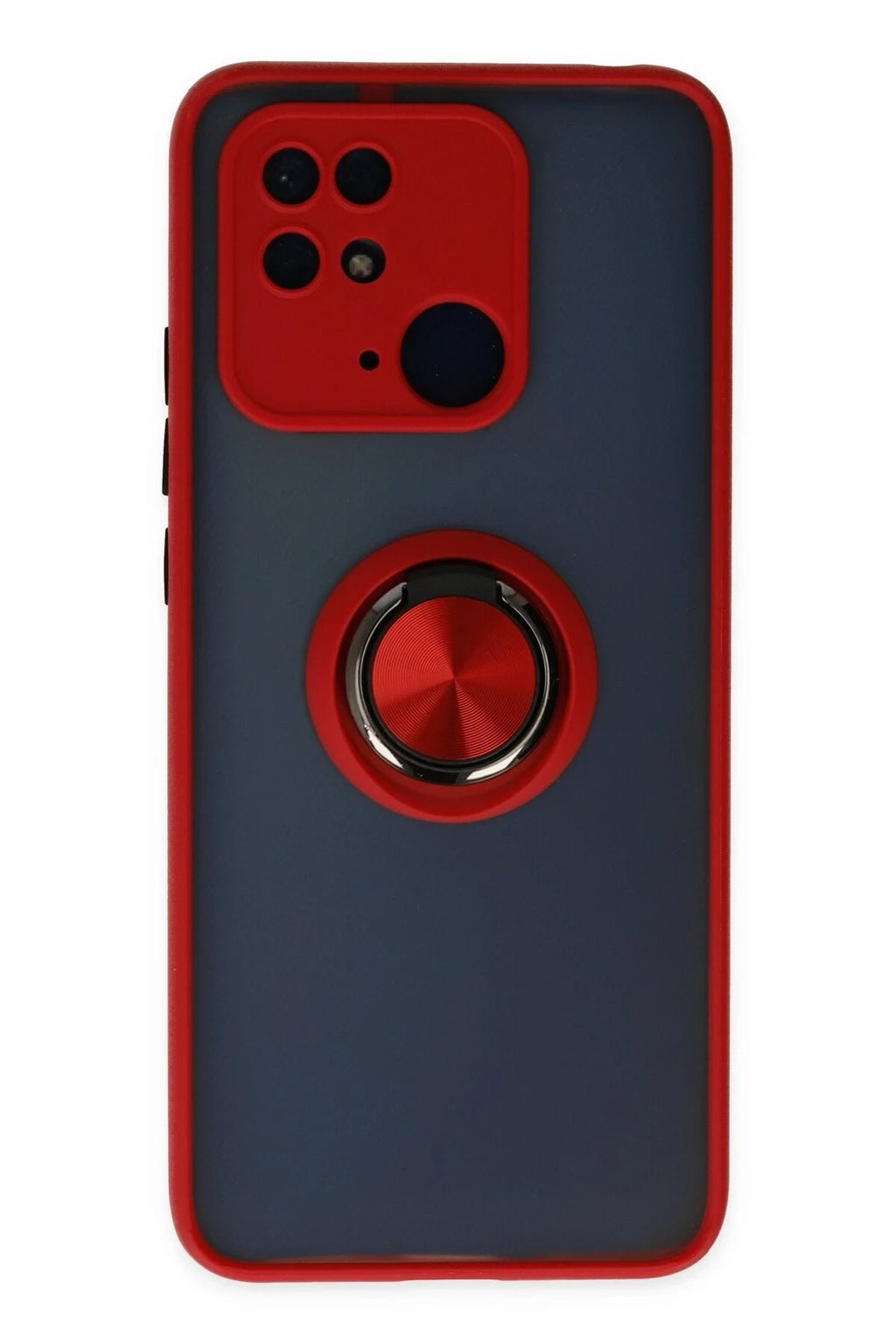 Mey İthalat® Redmi 10C Kılıf Montreal Yüzüklü Silikon Kapak - Kırmızı
