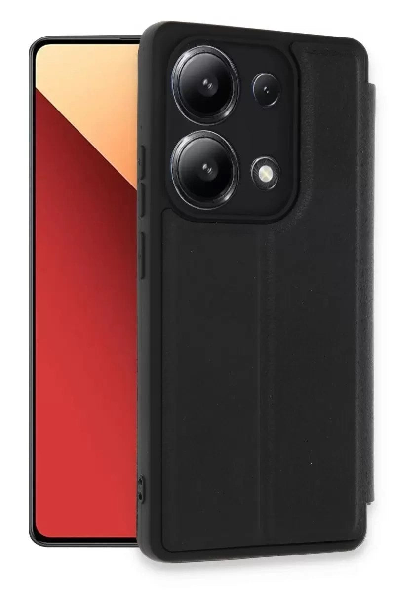 Mey İthalat® Redmi Note 13 4G Kılıf Flip Cover - Siyah
