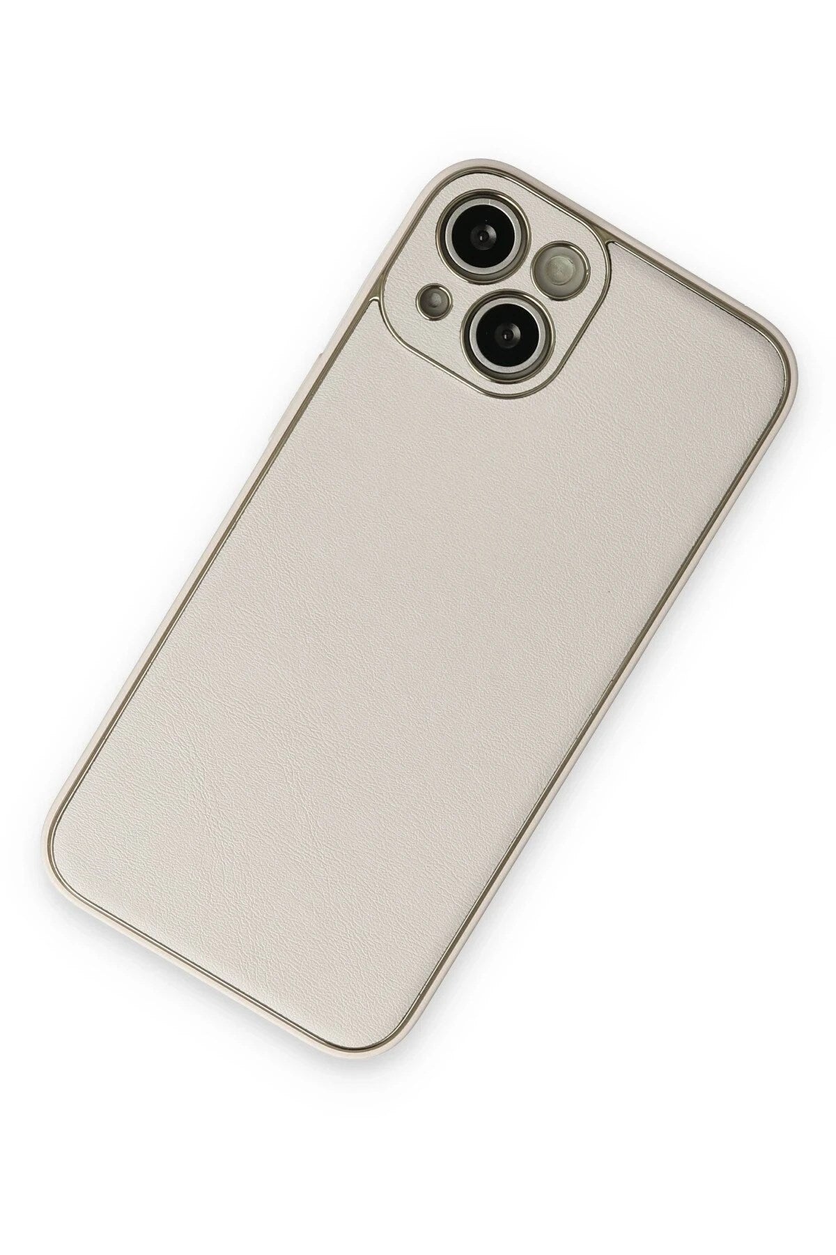 Mey İthalat® iPhone 14 Plus Kılıf Coco Deri Silikon Kapak - Beyaz