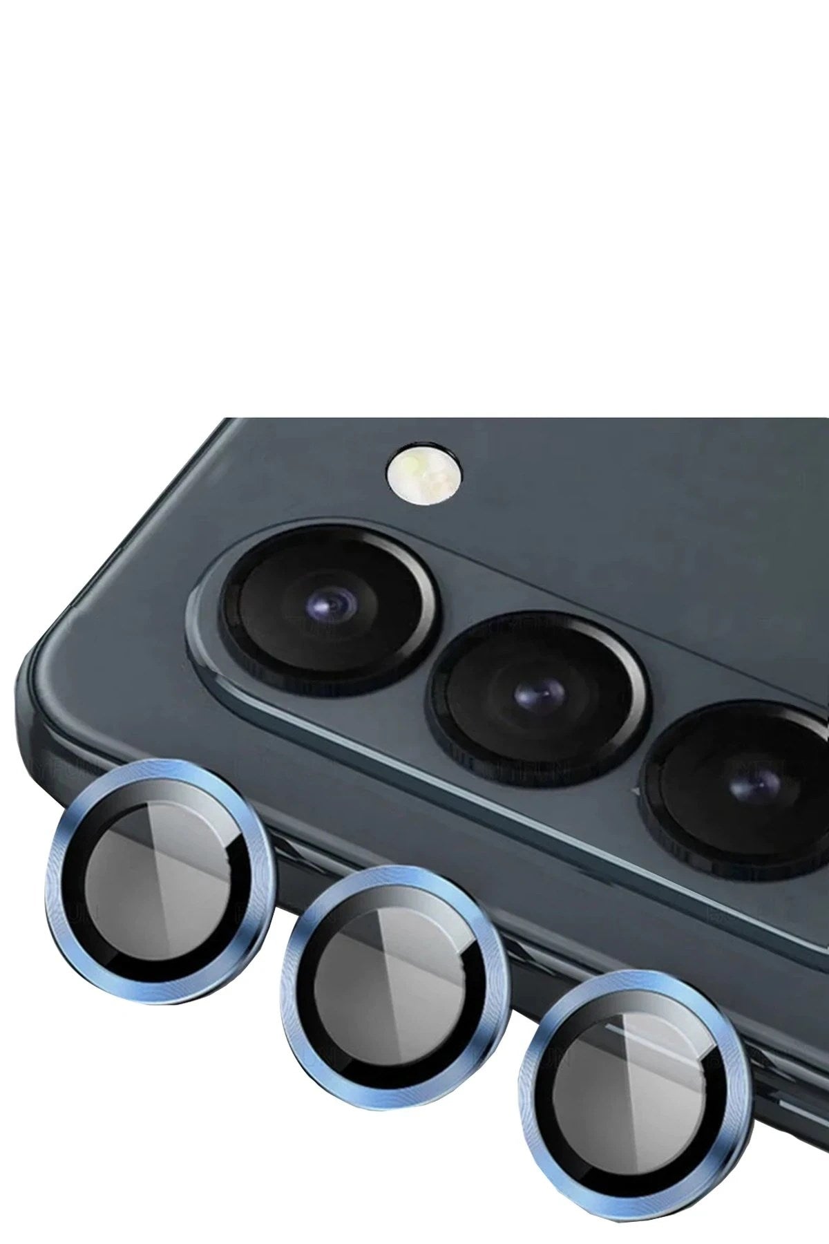 Mey İthalat® Samsung Galaxy Z Fold 5 Valdez Metal Kamera Lens - Mavi