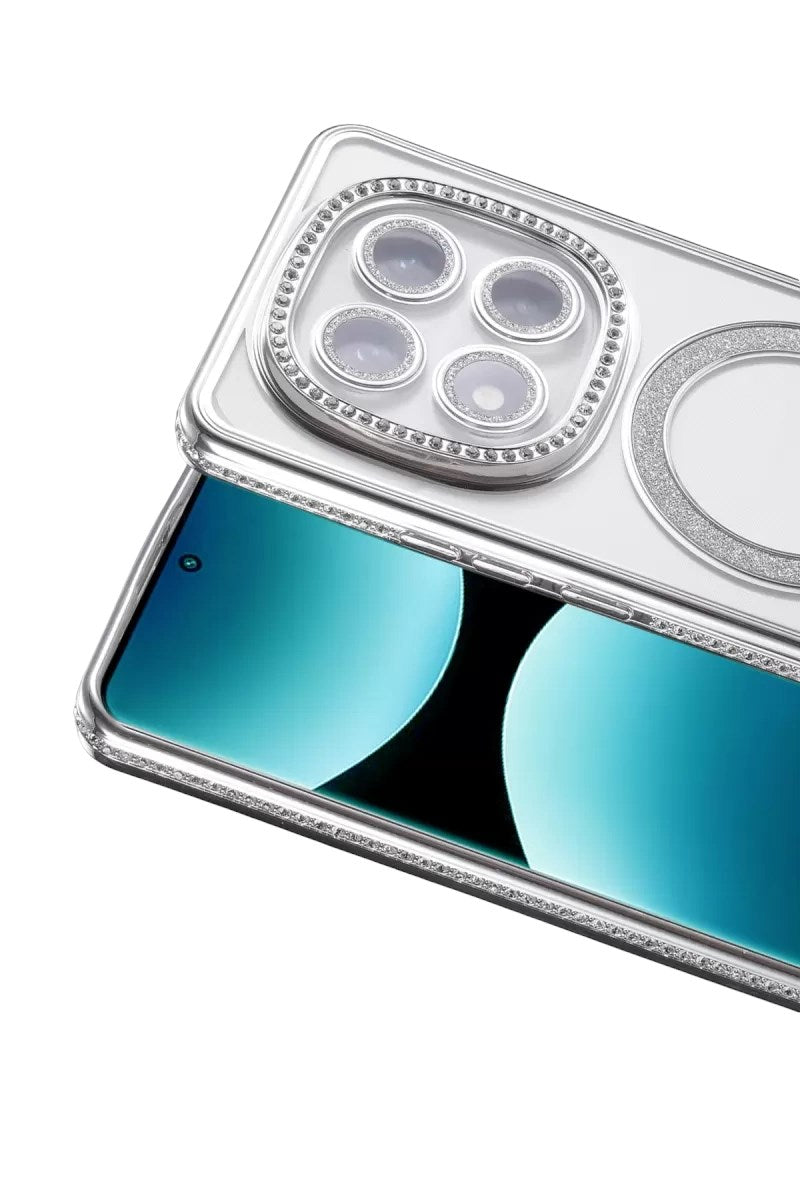 Mey İthalat® Redmi Note 15 Pro Plus 5G Joke Simli Magneticsafe Kılıf - Gümüş