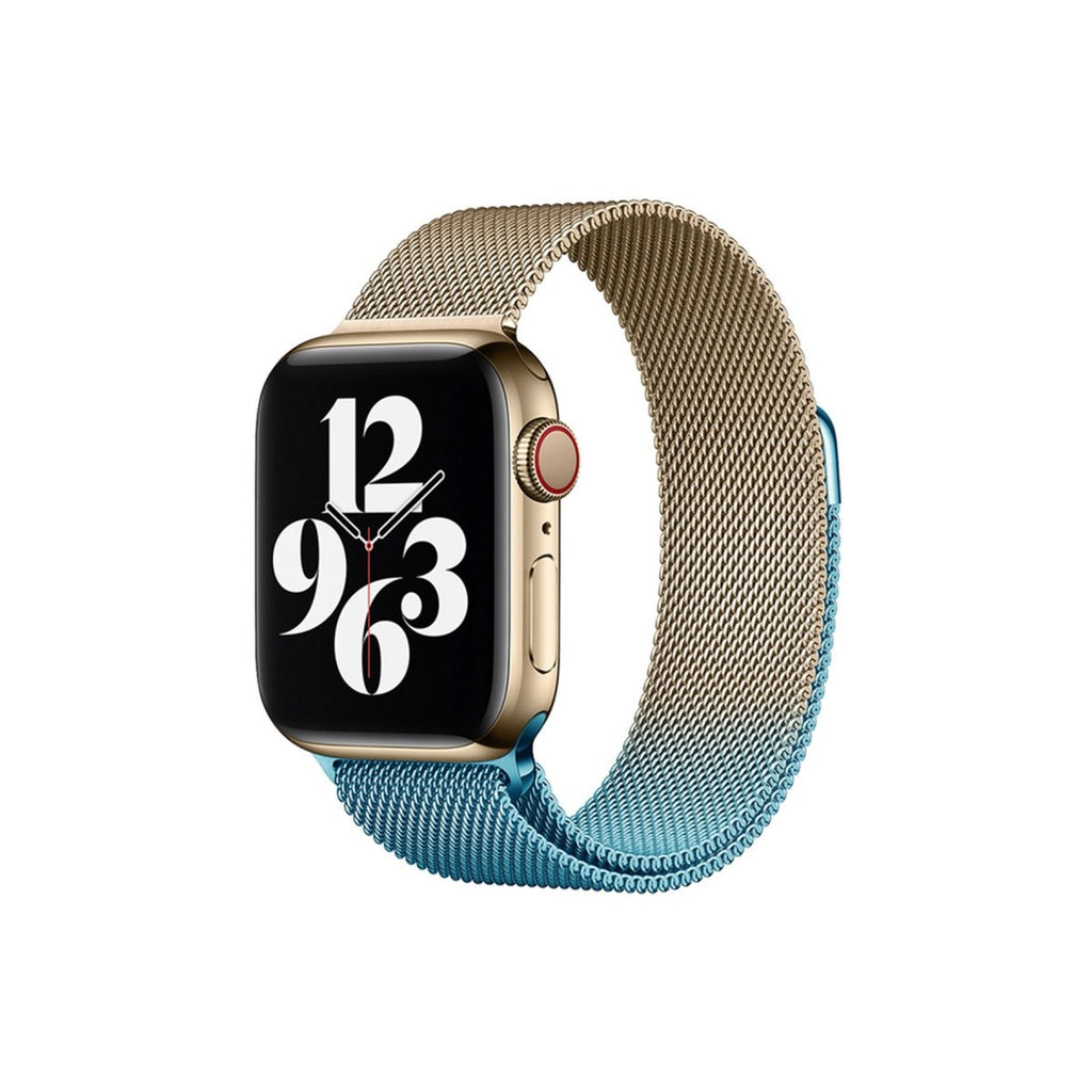 Mey İthalat® Watch 38mm Metal Mıknatıslı Kordon - Metalik Gold-Mavi