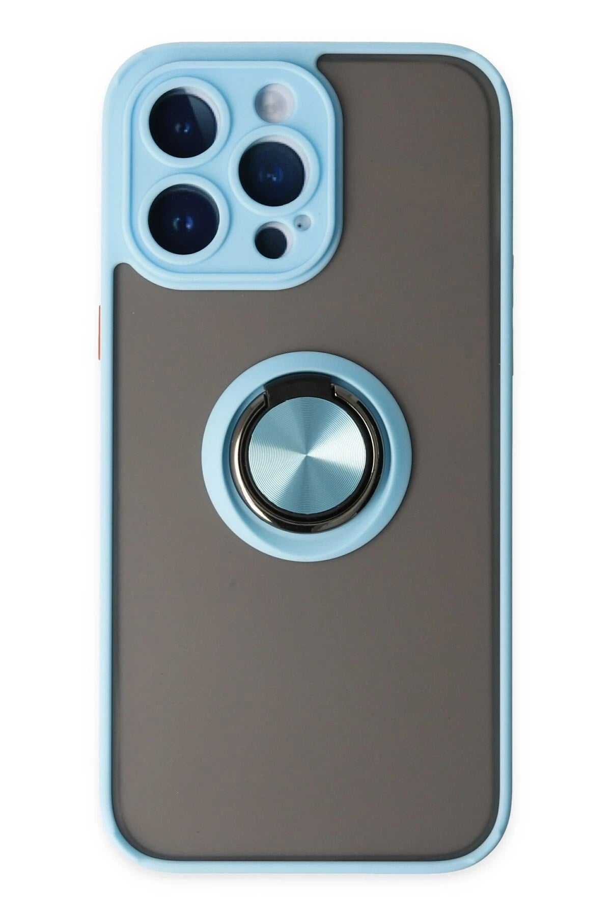 Mey İthalat® iPhone 14 Pro Kılıf Montreal Yüzüklü Silikon Kapak - Buz Mavi