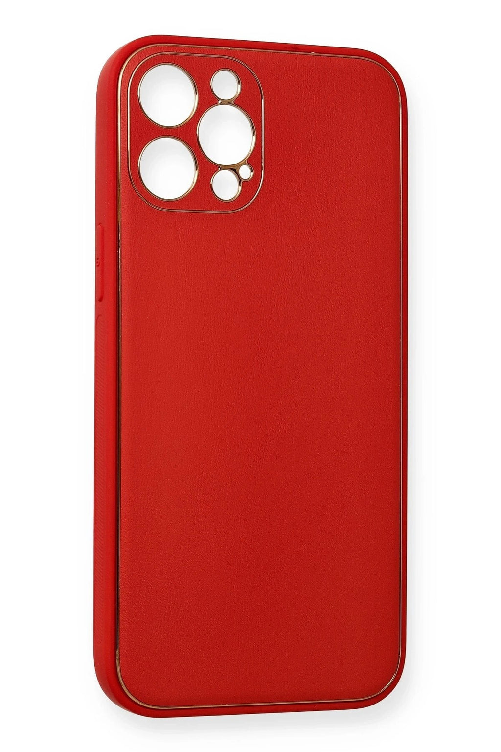 Mey İthalat® iPhone 12 Pro Max Kılıf Coco Deri Silikon Kapak - Kırmızı