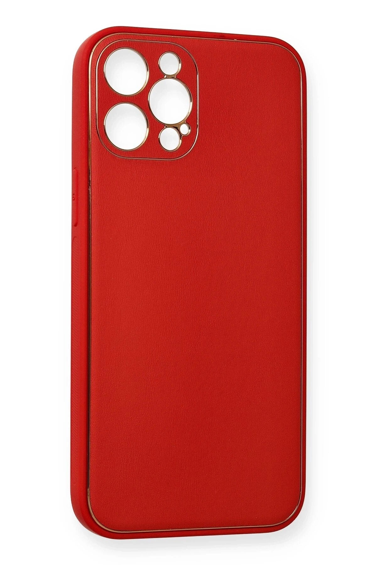 Mey İthalat® iPhone 12 Pro Max Kılıf Coco Deri Silikon Kapak - Kırmızı