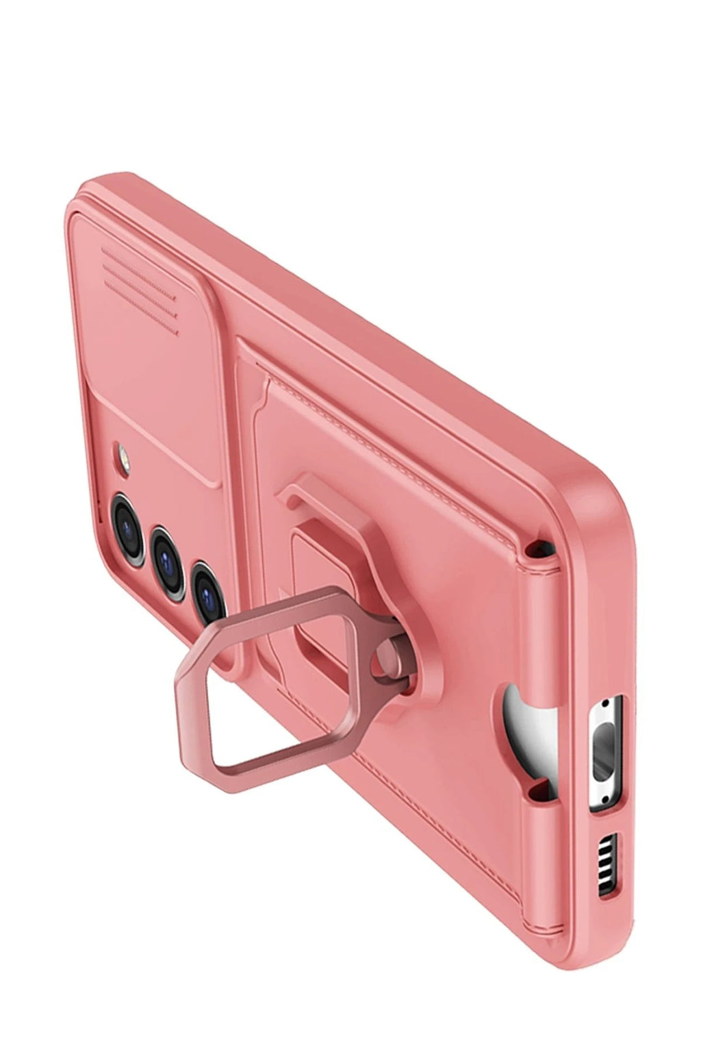 Mey İthalat® Samsung Galaxy S24 Plus Kılıf Zuma Kartvizitli Yüzüklü Silikon - Pembe