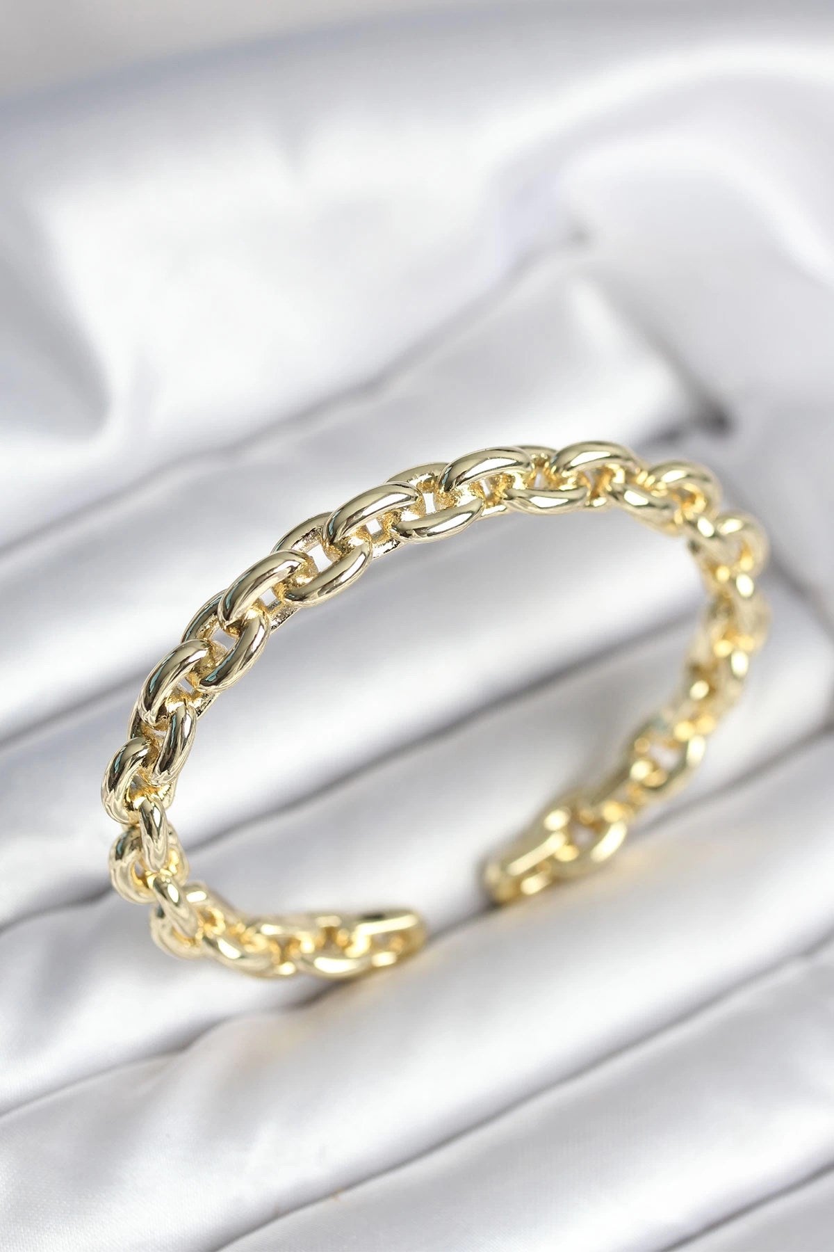 Mey İthalat® Zincir Model Gold Renk Pirinç Kadın Bileklik