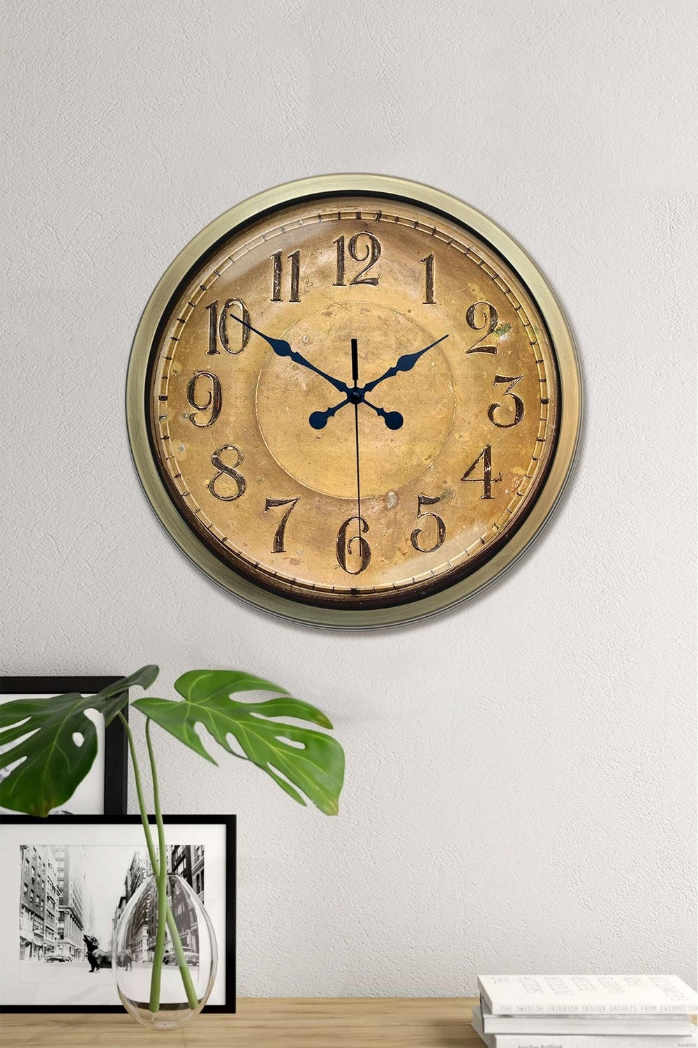 Bronz Nostalji 40 Cm Metal Eskitme Duvar Saati