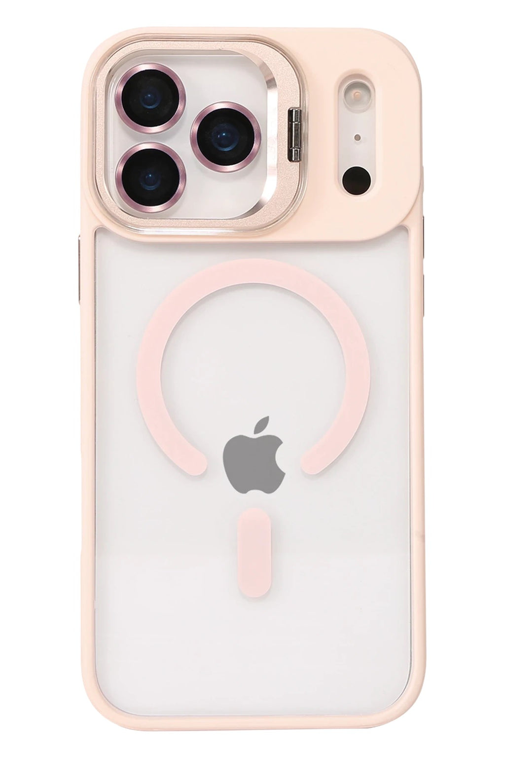 Mey İthalat® iPhone 17 Pro Remim Lensli Magsafe Standlı Kapak - Pembe