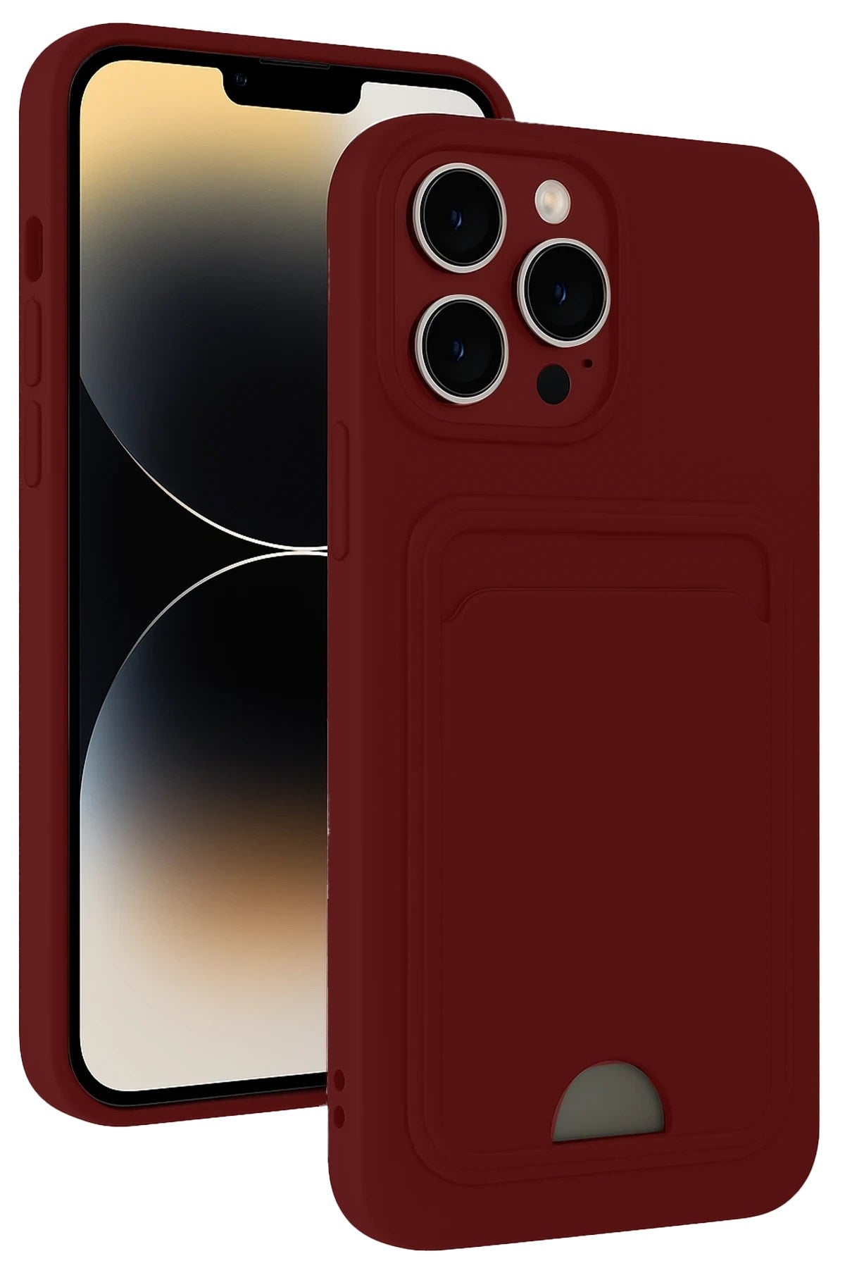 Mey İthalat® iPhone 15 Pro Kılıf Kelvin Kartvizitli Silikon - Bordo