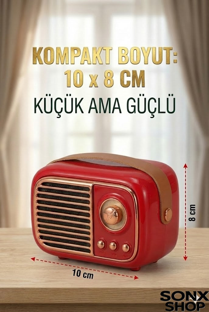 SONX Nostaljik Retro Bluetooth - FM Radyo, USB ve Bluetooth Kablosuz Hoparlör