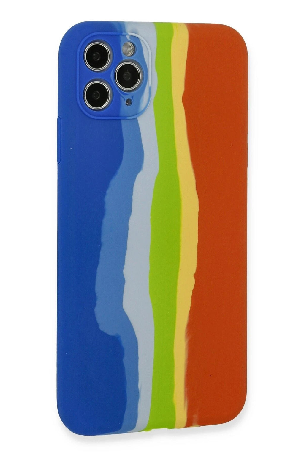 Mey İthalat® iPhone 11 Pro Kılıf Ebruli Lansman Silikon - Mavi-Turuncu
