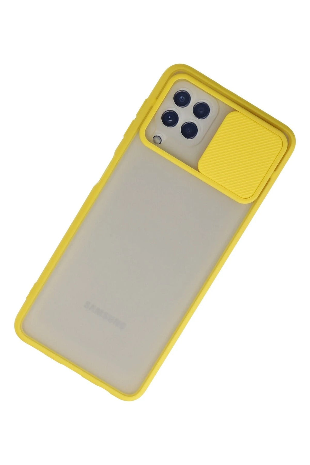 Mey İthalat® Samsung Galaxy A22 Kılıf Palm Buzlu Kamera Sürgülü Silikon - Sarı