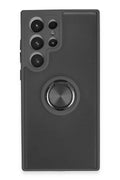 Mey İthalat® Samsung Galaxy S23 Ultra Kılıf Montreal Yüzüklü Silikon Kapak - Siyah