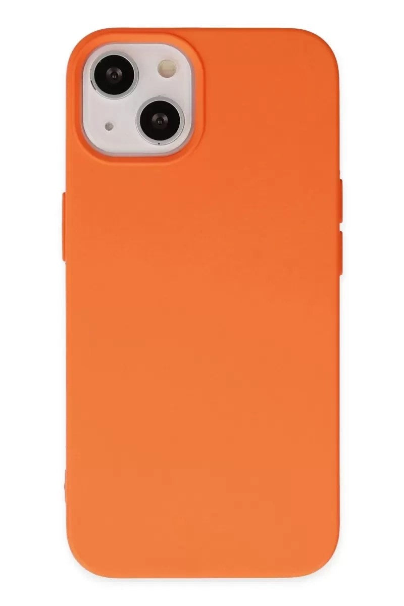 Mey İthalat® iPhone 14 Kılıf Nano içi Kadife Silikon - Turuncu
