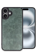 Mey İthalat® iPhone 16 Plus Kılıf Aras Deri Kapak - Koyu Yeşil