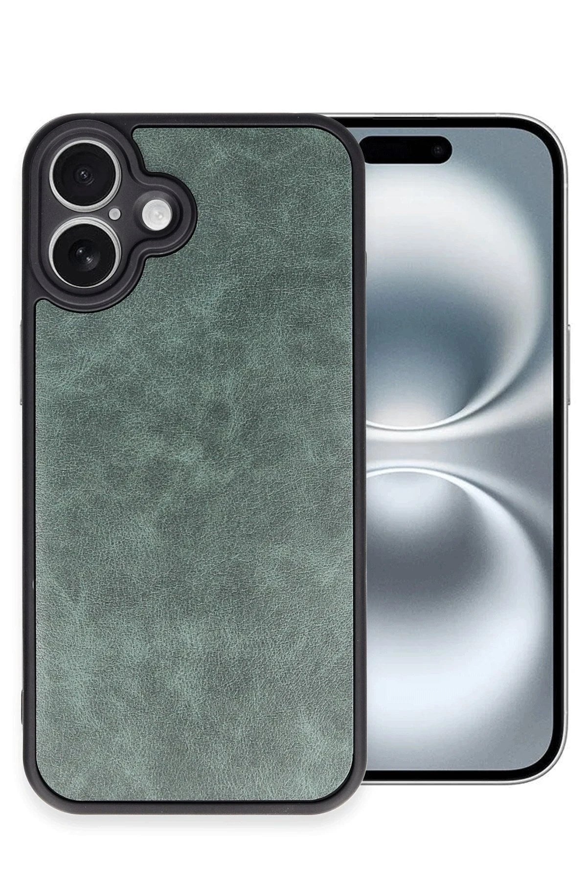 Mey İthalat® iPhone 16 Plus Kılıf Aras Deri Kapak - Koyu Yeşil