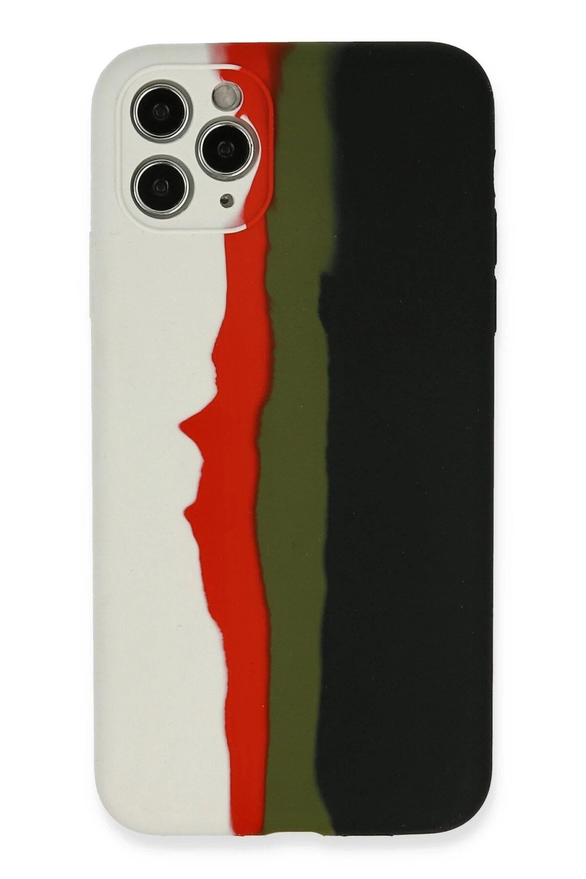 Mey İthalat® iPhone 11 Pro Kılıf Ebruli Lansman Silikon - Beyaz-Siyah