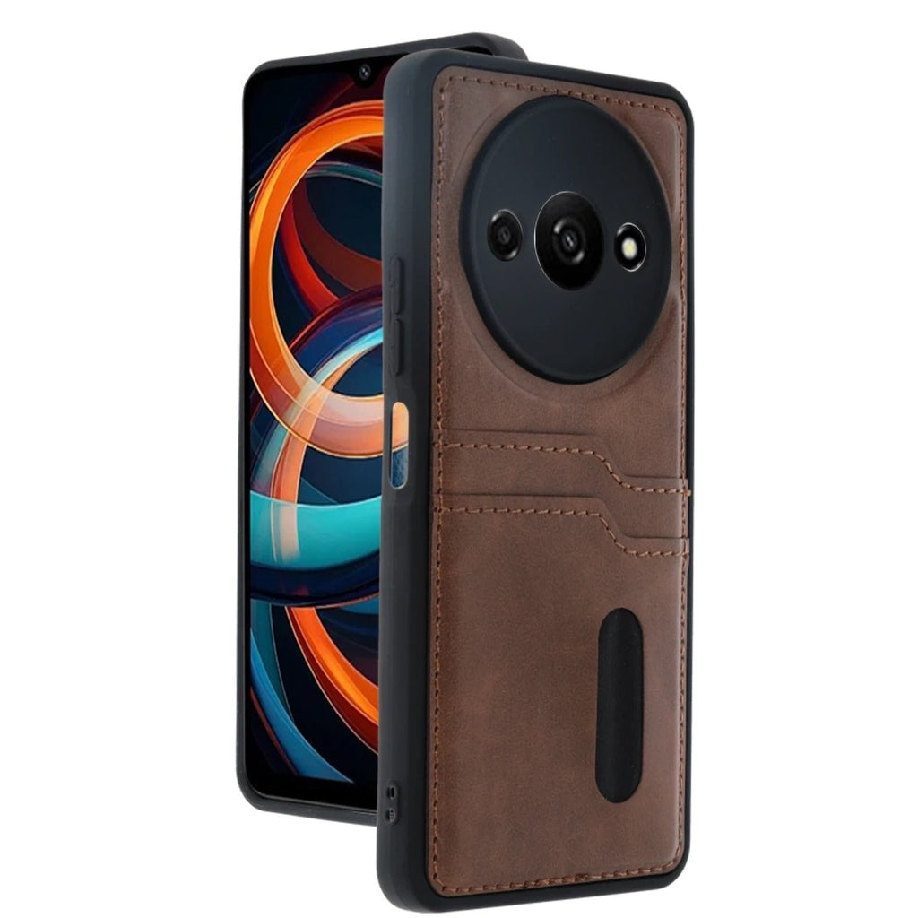 Mey İthalat® Redmi A3 4G Kılıf Sara Kartvizitli Deri Kılıf - Taba