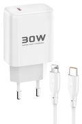 Mey İthalat® JK89 30W Type-C Çıkışlı Ekstra DC66 1M Type-C to Lightning Kablolu PD Şarj Cihazı - Beyaz