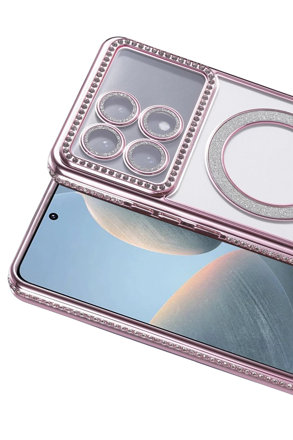 Mey İthalat® Poco X6 Pro Joke Simli Magneticsafe Kılıf - Pembe