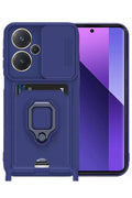 Mey İthalat® Redmi Note 13 Pro Plus Kılıf Zuma Kartvizitli Yüzüklü Silikon - Lacivert