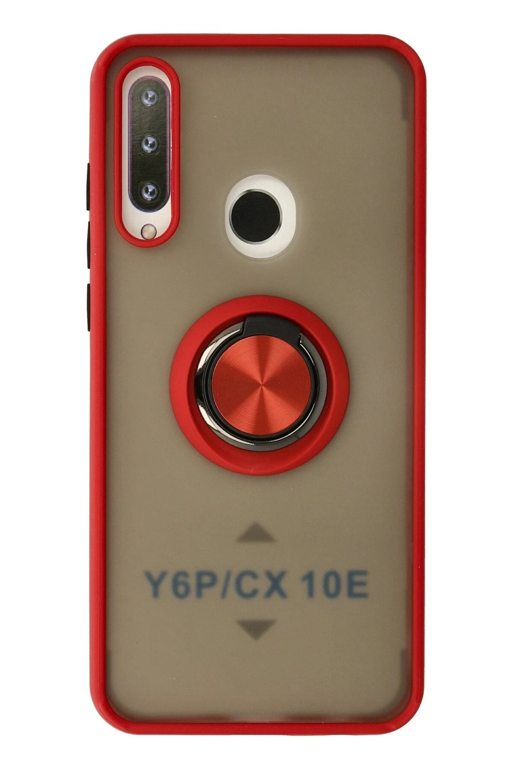 Mey İthalat® Huawei Y6P Kılıf Montreal Yüzüklü Silikon Kapak - Kırmızı