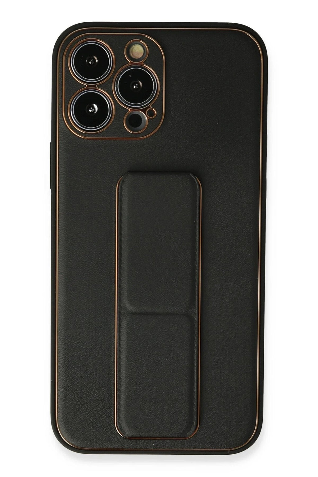 Mey İthalat® iPhone 13 Pro Max Kılıf Coco Deri Standlı Kapak - Siyah