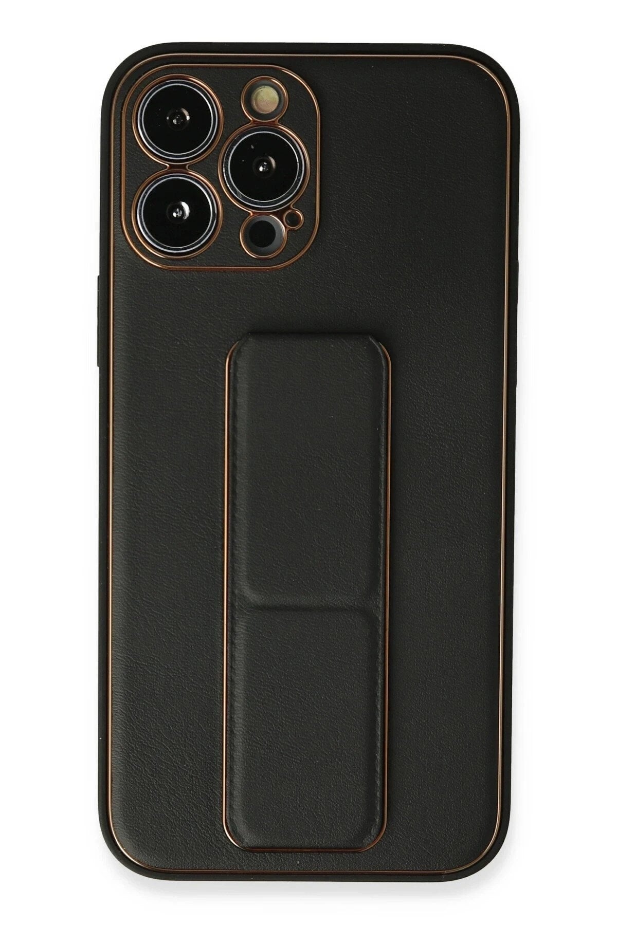 Mey İthalat® iPhone 13 Pro Max Kılıf Coco Deri Standlı Kapak - Siyah