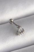 Mey İthalat® 316L Çelik Gümüş Renk Üçgen Zirkon Taşlı Tragus Piercing