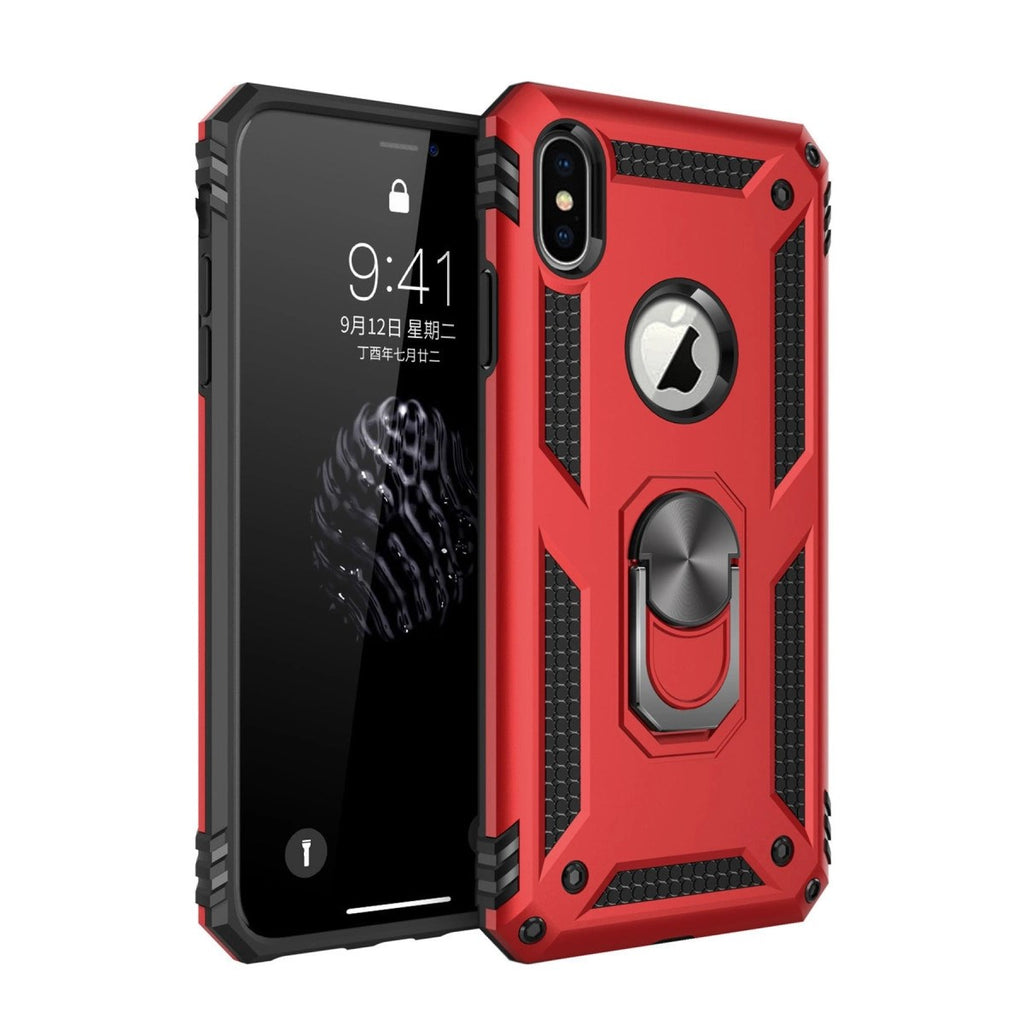 Mey İthalat® iPhone XS Max Kılıf Sofya Yüzüklü Silikon Kapak - Kırmızı