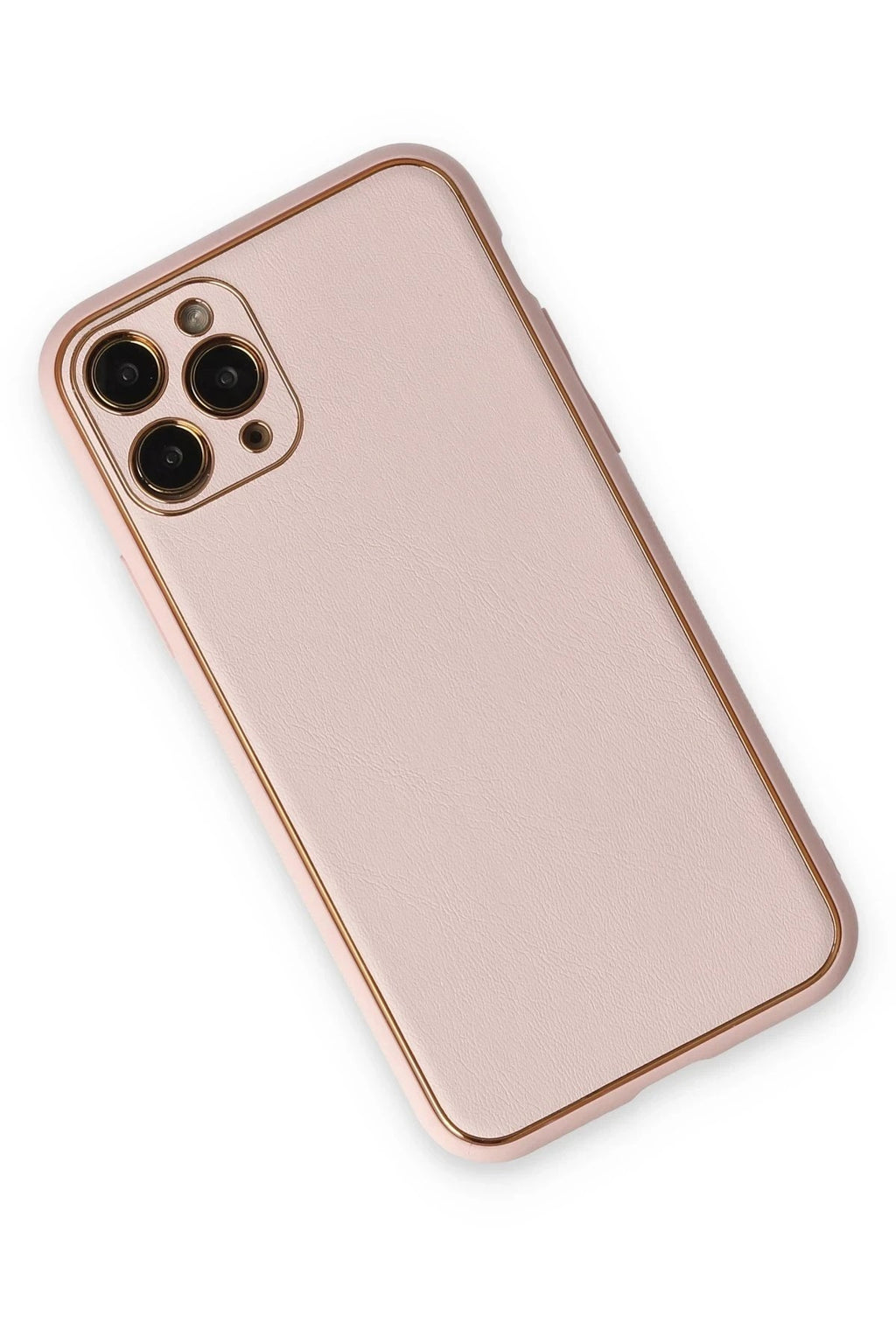 Mey İthalat® iPhone 11 Pro Max Kılıf Coco Deri Silikon Kapak - Pudra