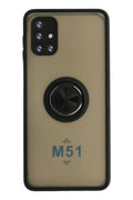 Mey İthalat® Samsung Galaxy M51 Kılıf Montreal Yüzüklü Silikon Kapak - Siyah