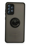Mey İthalat® Samsung Galaxy A72 Kılıf Montreal Yüzüklü Silikon Kapak - Siyah